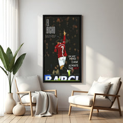 Ronaldo inspirational football wall art in black floater frame premium sports canvas decor