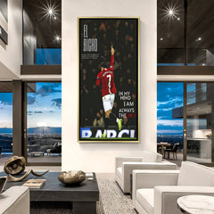 Cristiano Ronaldo motivational football artwork in golden floater frame luxury sports wall painting decor