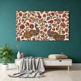 Royal Peacock Kalamkari canvas painting with traditional Indian artwork in canvas wrapped frame