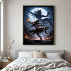Dynamic Mahadev Tandav artwork in elegant black floater frame spiritual decor