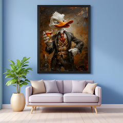 Scrooge McDuck modern canvas in black floater frame – luxury pop-art wall decor