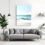 Canvas wall art of a wide ocean view with sea water touching the beach, perfect for adding coastal calmness and natural beauty to home interiors