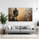Serene Buddha Lotus canvas painting with spiritual abstract artwork in canvas wrapped frame