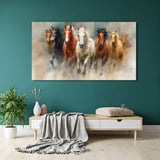 Seven horses abstract canvas wrap wall art modern Vastu horse painting for living room decor India