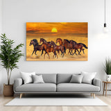 Seven horses vastu painting for bedroom wall decor with galloping horse artwork symbolizing speed, success, and vastu positivity for home interiors