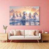 Seven Running Horses canvas wall art for living room decor