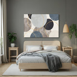 Modern abstract canvas wall art with shaded circles and random rings – minimal geometric design for contemporary interiors