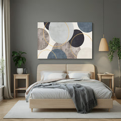 Modern abstract canvas wall art with shaded circles and random rings – minimal geometric design for contemporary interiors