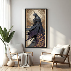 Batman side profile artwork in elegant black floater frame with cinematic superhero design