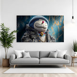 Badass Doraemon cartoon canvas painting in premium canvas wrapped frame with bold modern character design