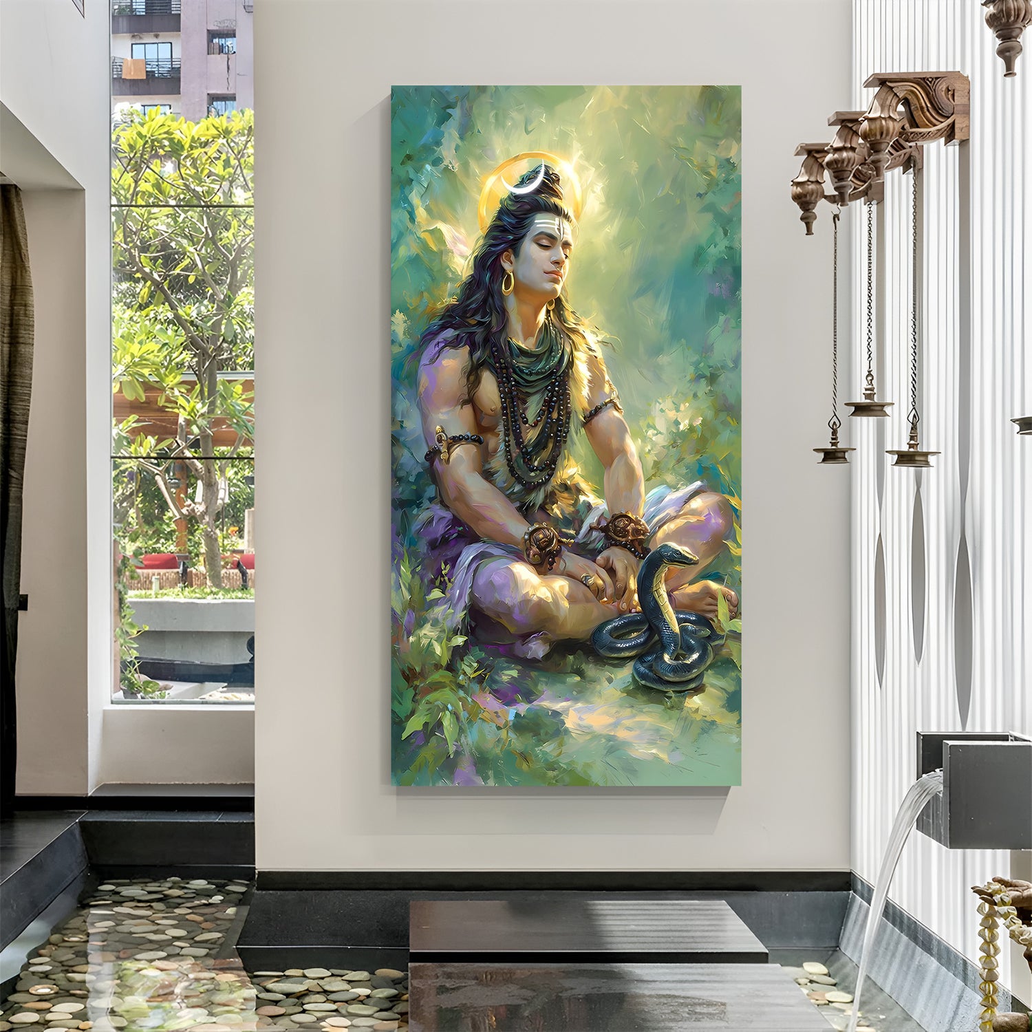 Lord Shiva in a serene meditative pose canvas wall art in premium canvas wrapped frame