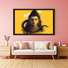 Shiva snake painting in black floater frame modern spiritual canvas wall art India