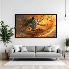 Shiva Tandav painting in black floater frame modern spiritual canvas wall art India
