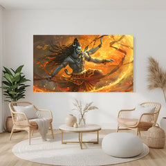 Shiva Tandav canvas wrap wall art powerful Nataraja Mahadev painting for living room decor India