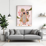 Shrinath Ji lotus Pichwai canvas wrapped wall art spiritual painting for home decor