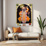 Shrinath Ji orange Pichwai canvas wrapped wall art traditional spiritual painting for home decor