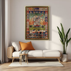 Shrinath Ji Pichwai heritage golden floater frame canvas wall art premium spiritual painting for home decor