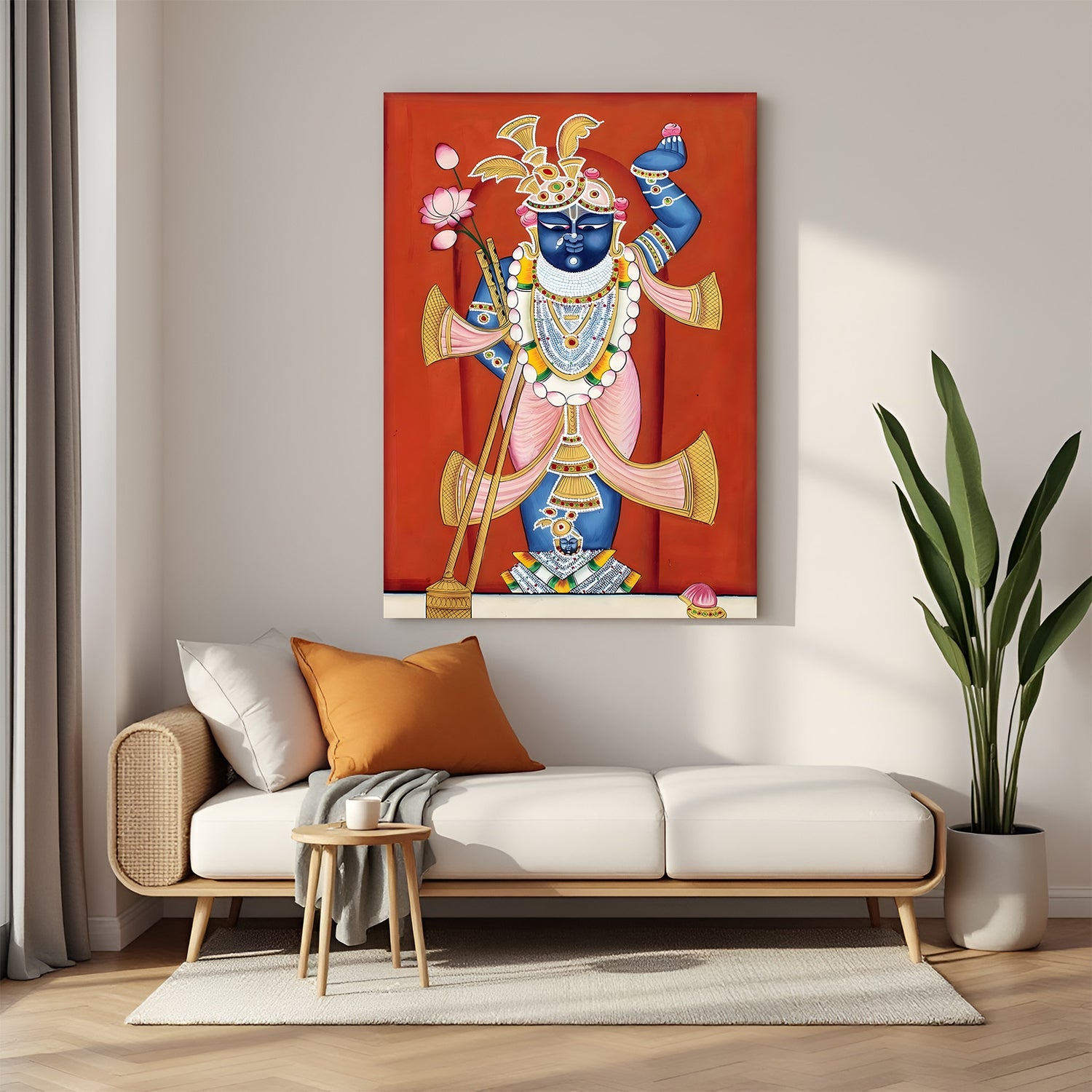 Shrinath Ji traditional canvas wrapped wall art spiritual painting for home decor