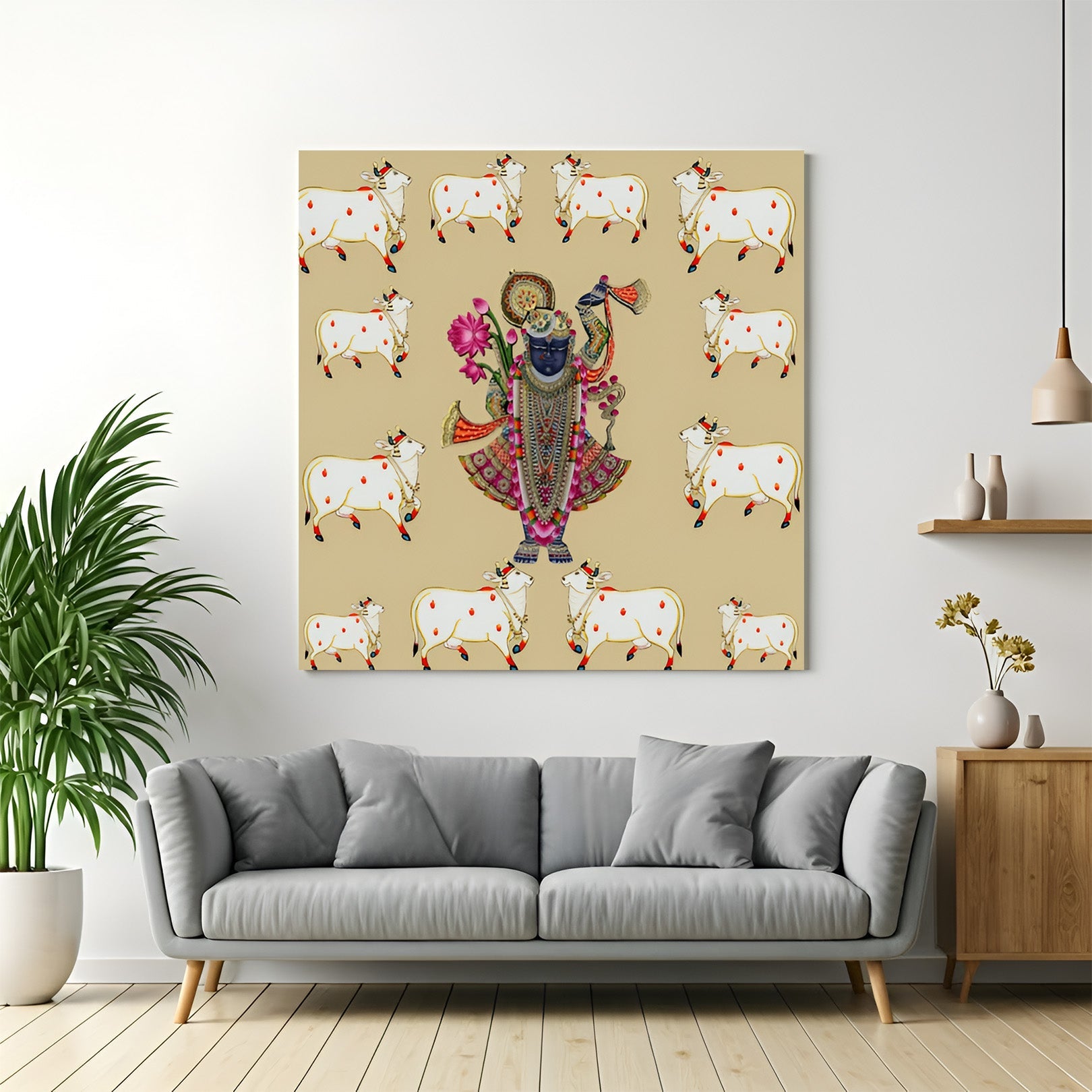 Shrinathji Pichwai Wall Art – Indian Ethnic Canvas with Cows – CIPHER ...