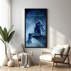 Alone Not Weak space motivational wall art in elegant black floater frame featuring celestial inspiration