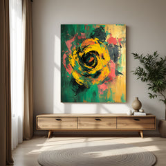 Abstract canvas art of one flower in painted style – elegant floral wall decor for minimalist and modern home interiors