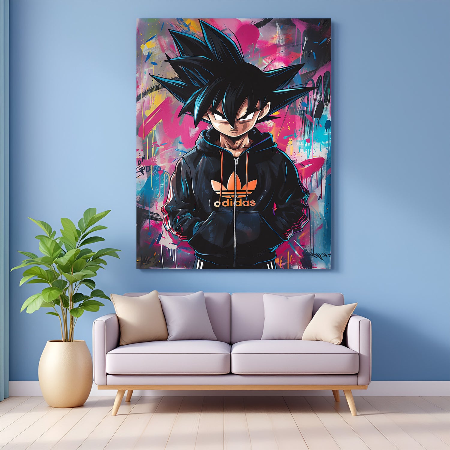Modern abstract Son Goku canvas wall art for anime and Dragon Ball lovers
