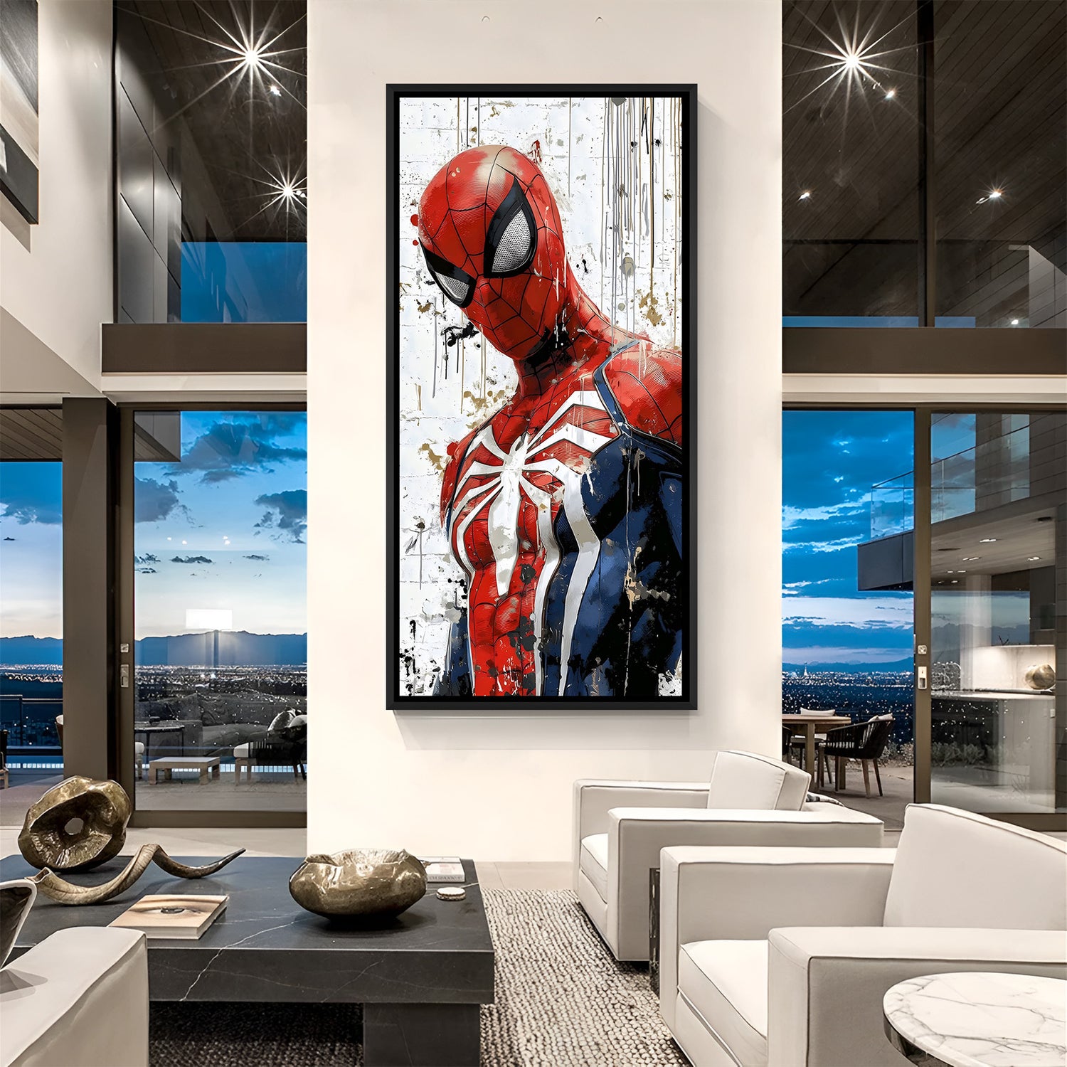 Minimal spider close-up artwork in elegant black floater frame for modern interiors