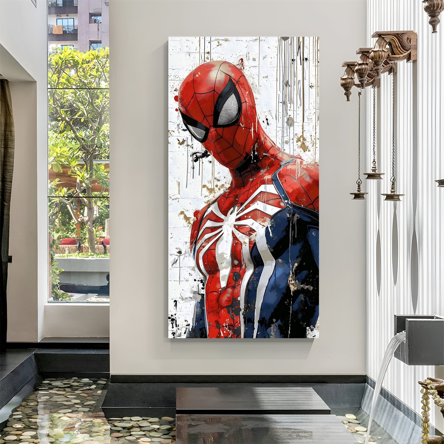 Spider close-up on white background modern canvas wall art in premium canvas wrapped frame