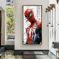 Spider close-up modern artwork in luxury golden floater frame with white background