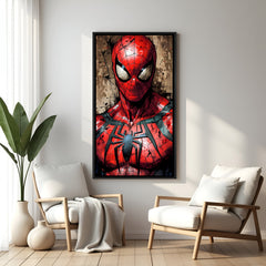 Spider-Man Eyes of the Hero wall painting in black floater frame with detailed close-up superhero artwork