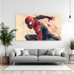 Spider-Man Web of Destiny canvas wall art featuring dynamic superhero artwork in premium canvas wrapped frame