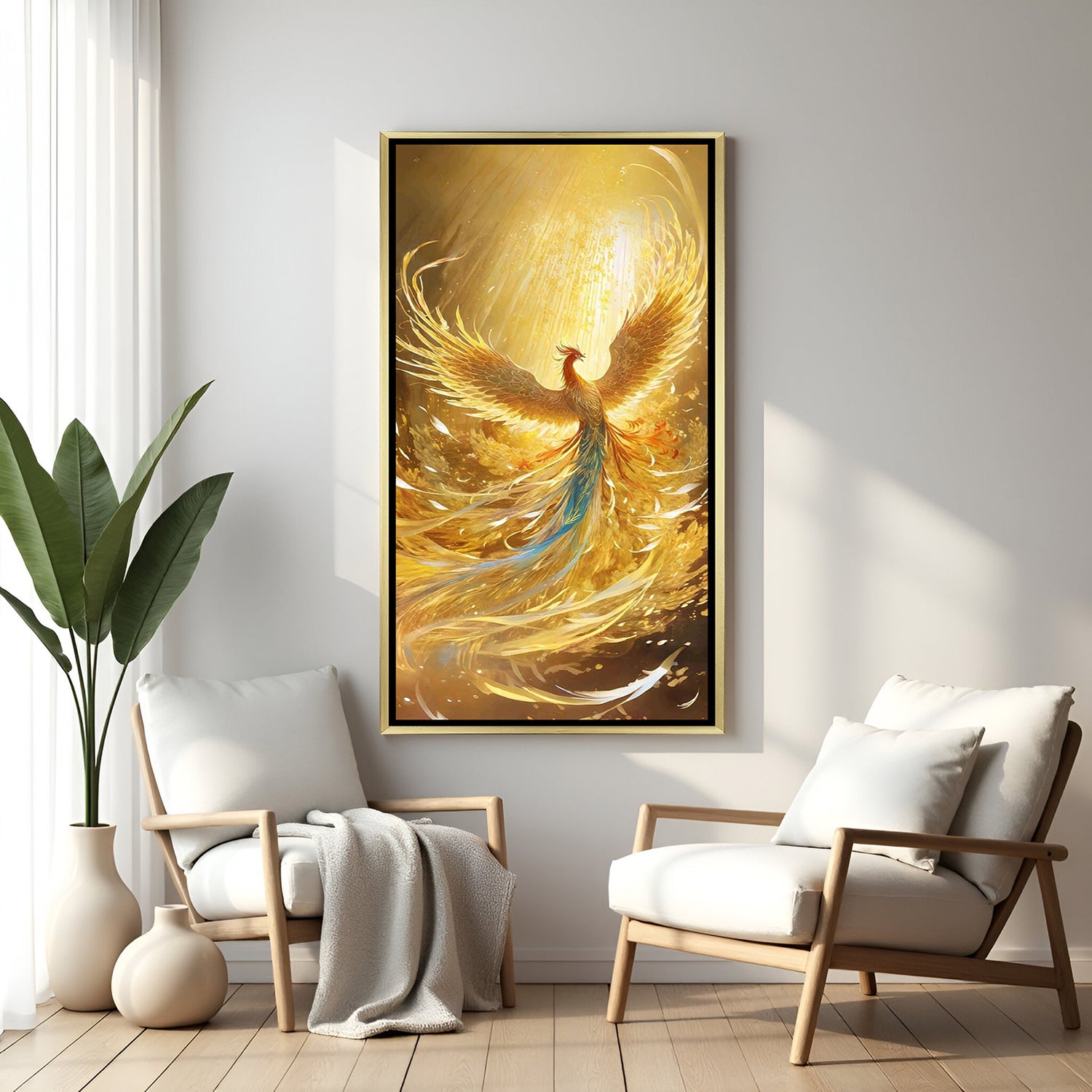 spiritual phoenix painting representing transformation inner power and renewal for home and office spaces