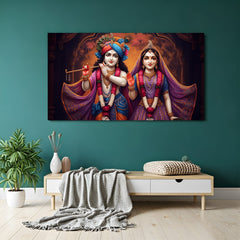 Spiritual Radha Krishna Vastu Canvas Wall Art for home, bedroom, and office decor, promoting divine love, emotional peace, and Vastu harmony