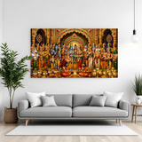 Lord Vishnu and Goddess Lakshmi divine wedding ceremony surrounded by deities and sages in premium canvas wrapped frame