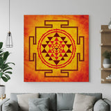 Sri Yantra canvas painting for sacred Vastu wall art in spiritual home and office decor