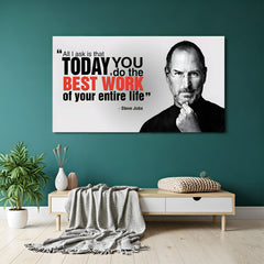 Steve Jobs motivation quote canvas wall art with best work inspirational office decor