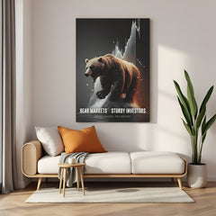 Stock market bear motivation canvas wall art for home, office, or trading room decor
