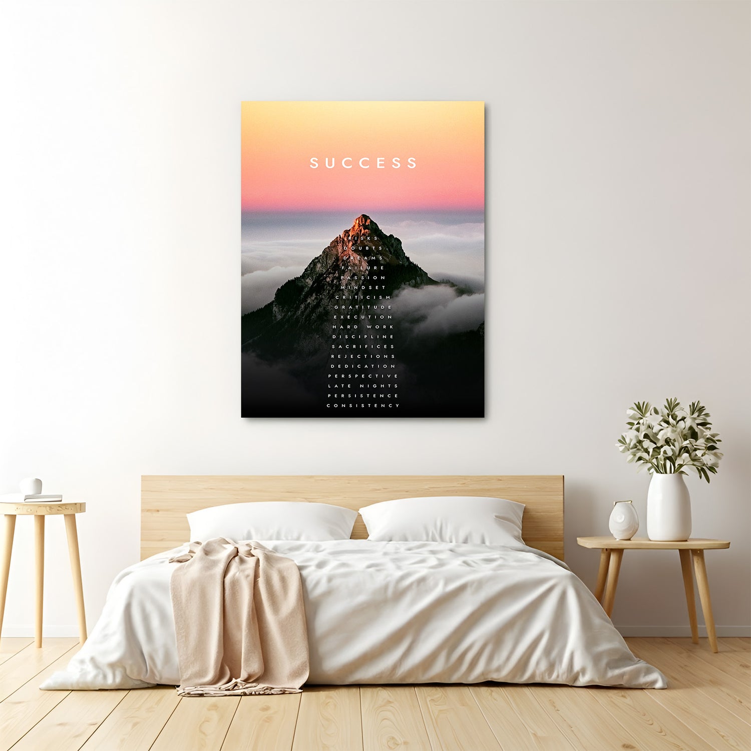 Success motivational canvas wall art for home and office decor
