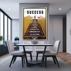 Golden frame motivational canvas wall art – climb over failure toward success