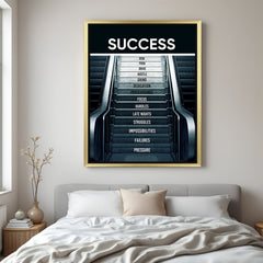Golden frame inspirational canvas wall art – climb to success decor
