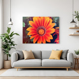 Large canvas wall art featuring a full face view of a blooming sunflower with vivid yellow petals and textured center, perfect for cheerful home decor
