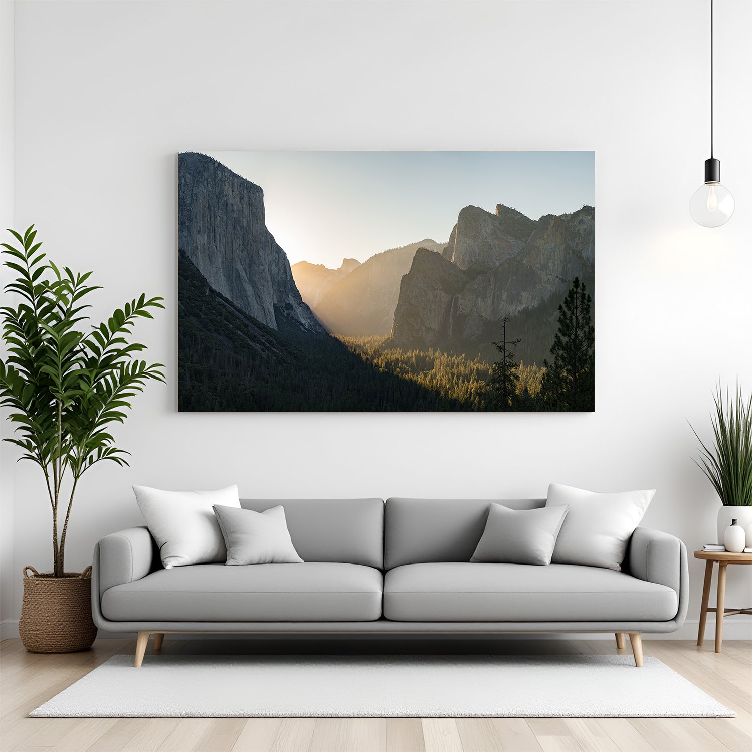 Sunrise scenery canvas wall art featuring golden morning light over natural hills, creating a peaceful and energizing wall decor for home or office