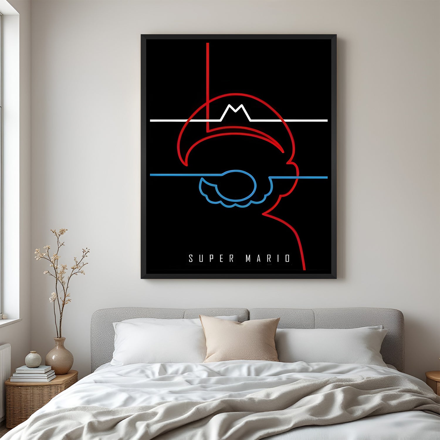 Super Mario Kingdom Adventure wall painting in black floater frame with vibrant gaming-themed artwork