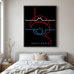 Super Mario Kingdom Adventure wall painting in black floater frame with vibrant gaming-themed artwork