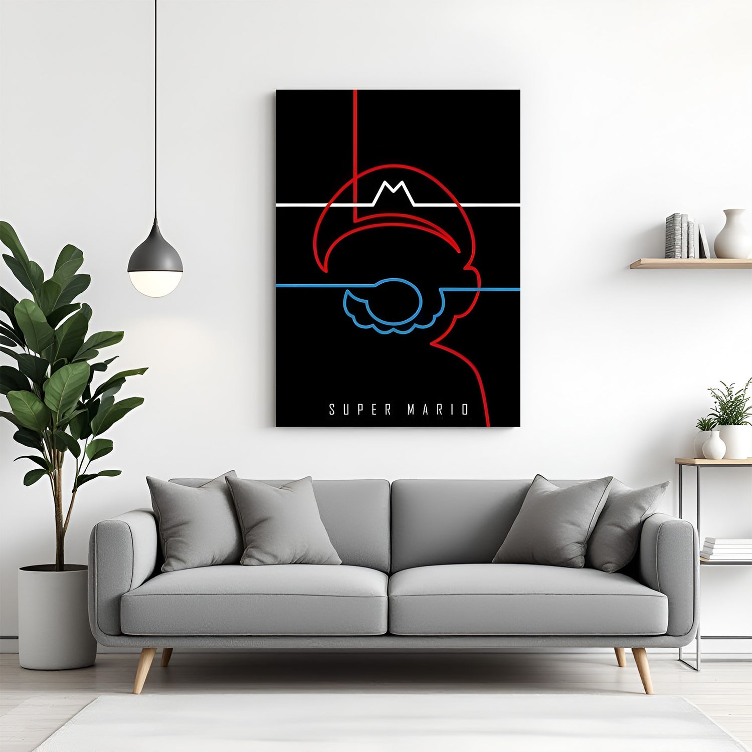 Super Mario Kingdom Adventure canvas wall art featuring colorful platform gaming artwork in premium canvas wrapped frame
