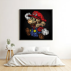 Super Mario Power-Up Adventure wall painting in black floater frame with vibrant retro gaming artwork