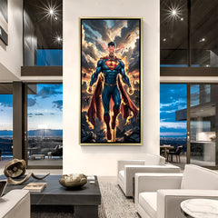 Superman gold framed canvas – stylish DC Comics wall art for collectors
