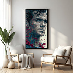 Superman Legacy Portrait wall painting in elegant black floater frame with cinematic superhero design