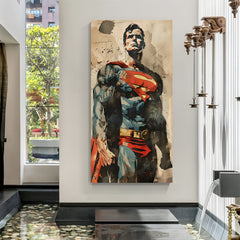 Superman Sentinel of Hope canvas wall art featuring heroic standing pose in premium canvas wrapped frame