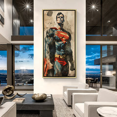 Superman Sentinel of Hope artwork in luxury golden floater frame with powerful standing superhero design